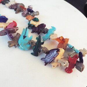 ZUNI 47 FETISHES OF MULTIPLE STONES LIKE PETE GASPER ARTIST WORK NECKLACE E